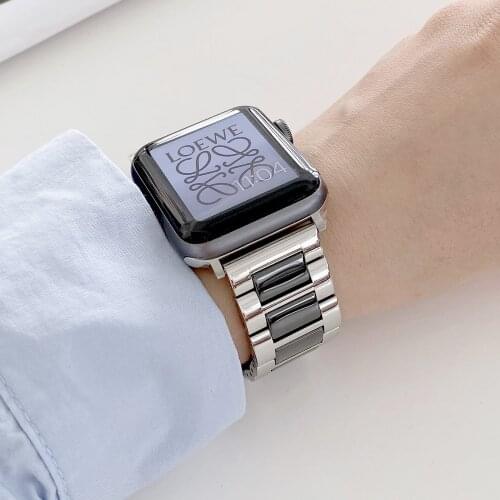 For Apple Watch Series se 6 5 4 Watch Strap Ceramic Stainless Steel Watchband For Apple Watch 44mm 40mm 42mm 38mm Watch Band