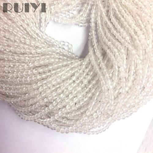 Ruiyi Natural Rock Crystal Smooth Beads Small Clear Quartzs Loose Spacer Stone For Handmade Jewelry Making
