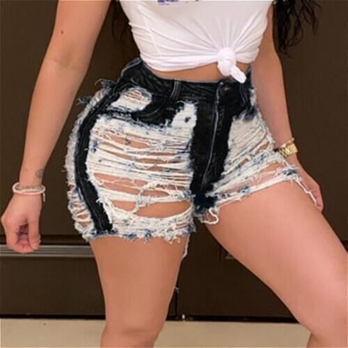 Ripped Denim Shorts Women 2020 Summer Female Jeans Shorts High Waist Holes Tassel Skinny Sexy Short Pants