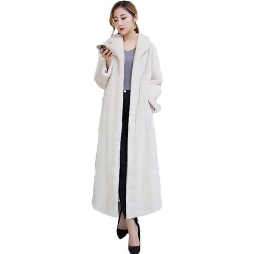 Fstmxur 2021 New Update Copenhagen Imports Velvt Mink Fur Coat Womens Full Sleeve Turn-Down Collar Warm X-Long Mink Fur Coats