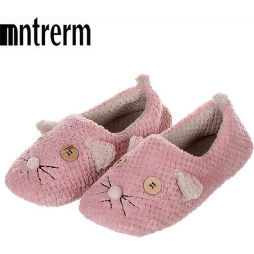Mntrerm 2020 Cute Mouse Animal Prints Home Comfortable Indoor Home Practical Plush Non-Slip Fleeces Warm Slippers Women