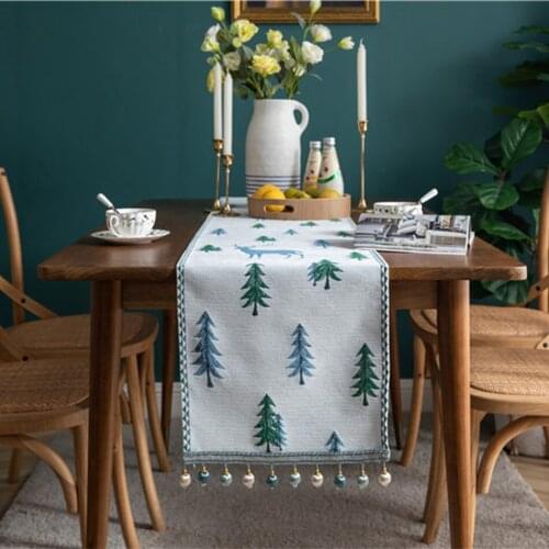 Christmas Chenille Tassel Table Runner Modern Simple Cotton Linen Tablecloth Desktop Decoration Comfortable Thicken Fabric Decor