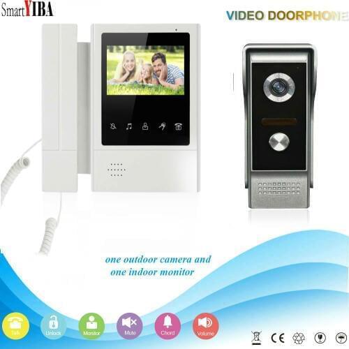 SmartYIBA 4.3"Color Wired Video Door Phone Intercom Kit for Private House Night Vision camera Home Interphone Screen Doorbell