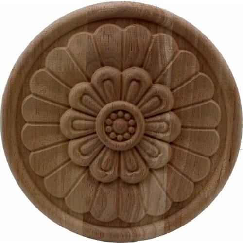 VZLX Floral Wood Carved Decal Corner Appliques Frame Wall Doors Furniture Woodcarving Decorative Wooden Figurines Crafts