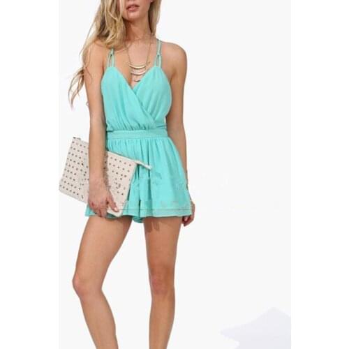 Backless Camisole Women Dress 2021 Summer Above Knee Green Skirt Zipper Backside V Neck Sexy Dresses Folds Waist Patchwork