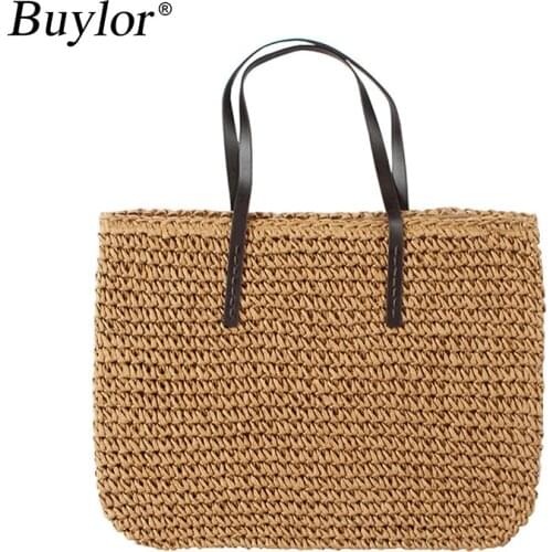 New 2021 Handbags for Women Shoulder Straw Bag Women Summer Rattan Shoulder Bags Ladies Luxury Brand Large Capacity Tote Bag