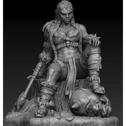 1/32 ancient Orc warrior sit with base Resin figure Model Miniature gk Unassembly Unpainted