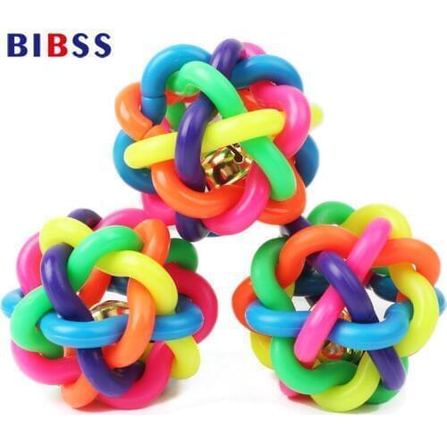 2PC/Set Colorful Training Dog Toys with bells Rubber Woven Chewing Dog Cat ball Brinquedos Toys for Chihuahua Yorkshire Poodle