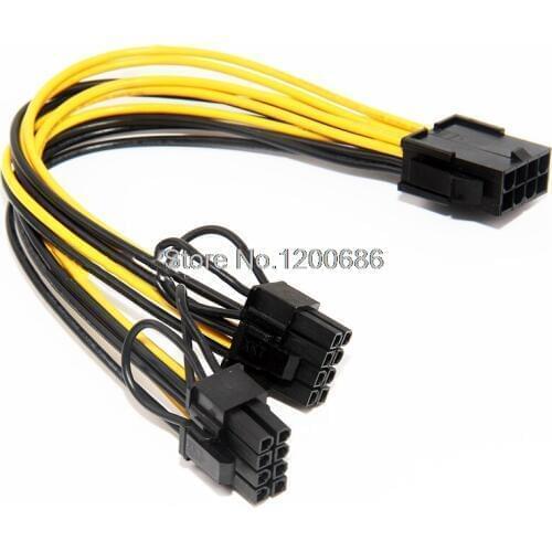 20CM CPU Molex 8 pin to 2 PCI-e 8 (6+2) pin pci express graphics card connectors Power splitters wire harness