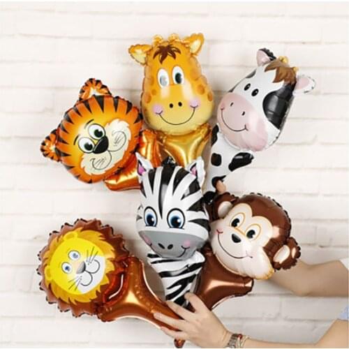 6pcs Safari Party Animal Balloons Jungle Theme Party Tiger Lion Air Balloon Kids Birthday Party Baby Shower Decorations Baloon
