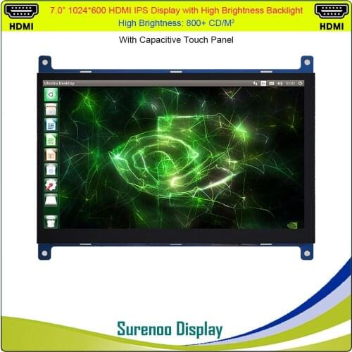 7" 7.0 inch 1024*600 HDMI-Compatible High Brightness TFT LCD Module Display Monitor Screen with USB Capacitive Touch Panel