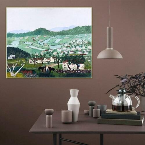 Anna Mary Robertson Grandma Moses《Horse》Canvas Oil Painting Artwork Aesthetic Picture Poster Wall Hanging Decor Home Decoration