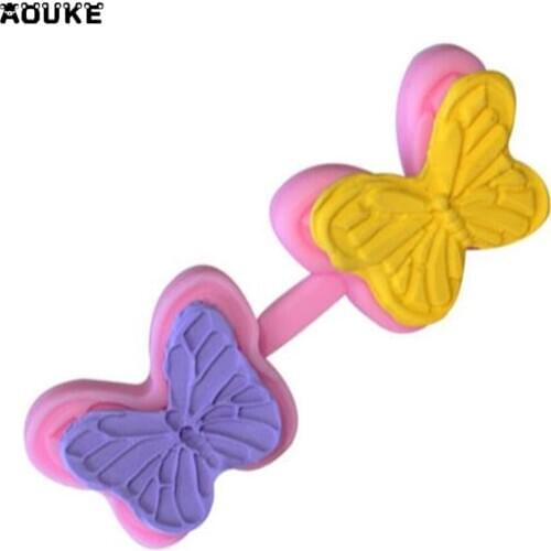 Butterfly Double Embossing Fondant Cake Silicone Mold Pastry Mould DIY Cookies Biscuits Molds Baking Cake Decoration Tools Aouke