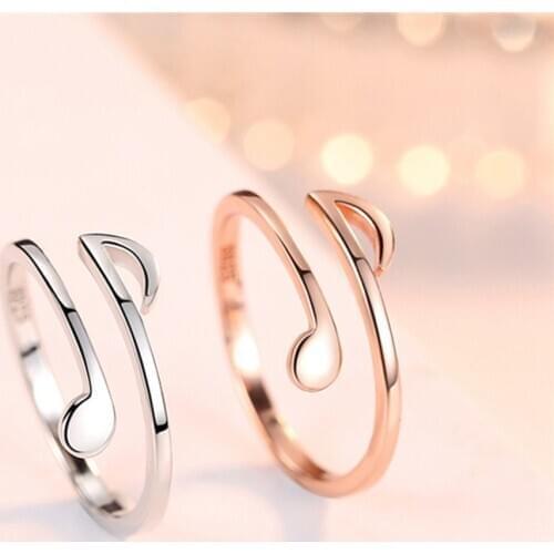 Musical Notes Ring Simple Style Women Silver Color Rings 2020 Fashion Jewelry Opening Adjustable Tail Ring Ladies Party Rings