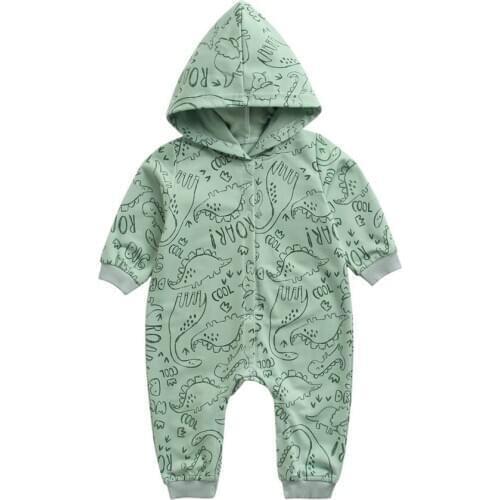 3 Colors Dinosaur Newborn Toddlers Cotton Boys and Girls Rompers Fashion Baby Jumpsuit Hooded Kids Outfits Child Clothes 0-24M