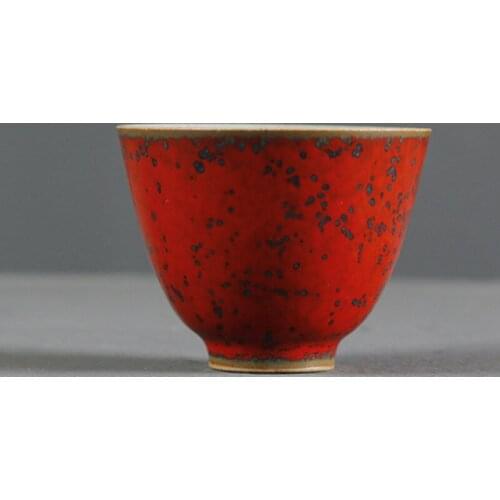 Red Ceramics Tea Cup Built Master Cup Retro Kungfu Teacup Personal Single Cup