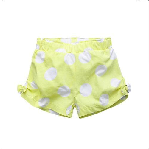 Little Maven New Summer Brand Children Lovely Yellow Dots Quality Bows Cotton Knitted Girls Casual Latern Elastic Waist Shorts