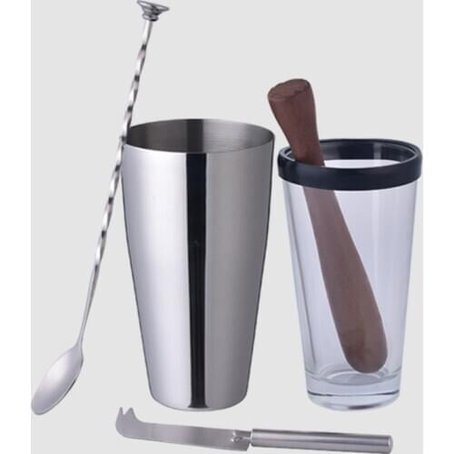 OAPE 800ml Boston Glass Bartends Beer Barwar Bar Tool Stainless Steel Mixer Wine Cocktail Shaker Set Bartenders Kit Bar Setting