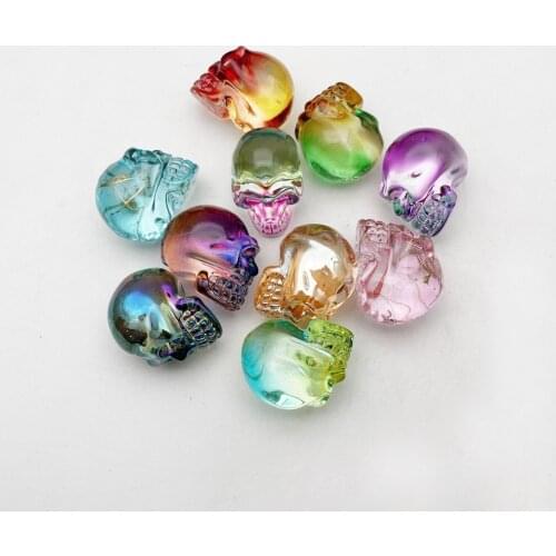 Fashion glass Skull plating mixed Charm ornaments 10pc 21x26MM jewelry accessory birthday present wholesale Free shipping