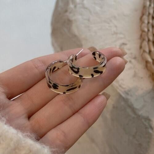 Fashion Large Leopard Circle Hoop Earrings For Women 2020 Summer Vintage Statement Simple Round Party Hanging Earrings Jewelry