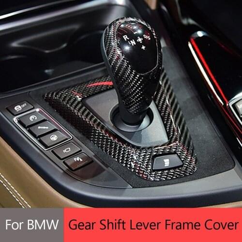 Real Carbon Fiber Gear Shift Knob Cover Gearshift Shifter Sticker For BMW M3 F80 2014 2015 2016 2017 2018 Car Accessories