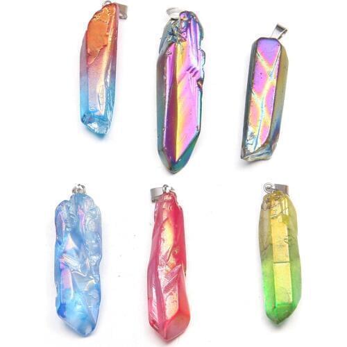 Natural Stone Irregular Crystal Pendant Necklace Charms Pendant for Jewelry Making DIY Necklace Size 10x40-15x45mm