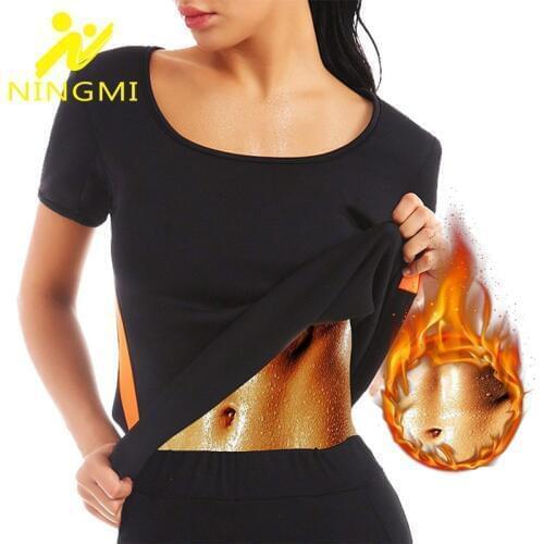 NINGMI Neoprene Body Shaper Slim Waist Trainer Women Home Fitness Shirt Slimming Underwear Corset Belt Blouse Tank Top Shapewear