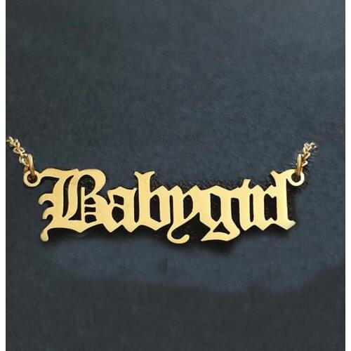 2020 New Fashion Old English Letter Babygirl Pendants Necklaces Stainless Steel Chain Choker Birthday Gift Girlfriend Jewelry