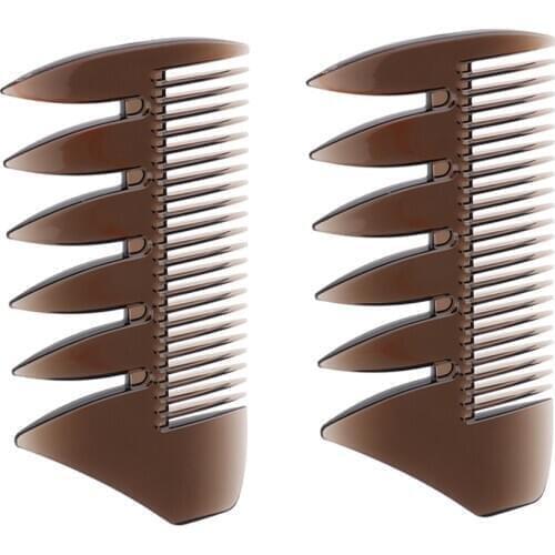 2Pcs Dual Tip Afro Pick Comb Lifting Mens Oily Hair Brush Straight Curly Wide&Fine Tooth Combs