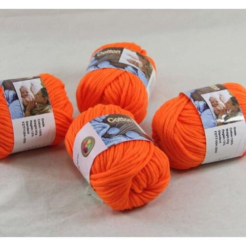 Sale 4 Ball x 50g Super Soft Pure Cotton Chunky Shawl Hand Knitting Womens Yarn Orange 422-47-4