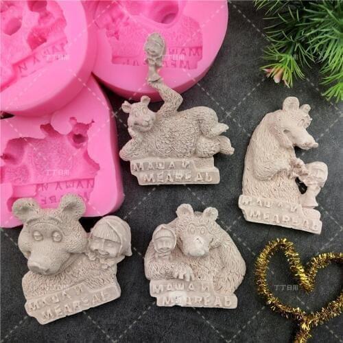 Cartoon Animal Wolf and Girl Fondant Silicone Mold Cupcake Chocolate Clay Glue Cake Decoration Tool Baking Moulds