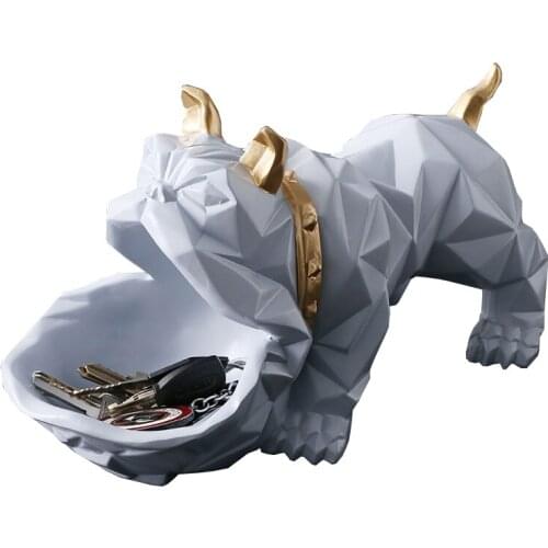 NORDIC LUCKY DOG GEOMETRIC ANIMAL SCULPTURE DECORATIONS COFFEE TABLE CANDY DISH DOOR SHOE KEY STORAGE ITEMS ORNAMENTS L3012