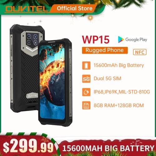 [Pre-Sale] Oukitel wp15 Rugged Smartphone 8GB+128GB 6.5"HD+ Octa Core 15600mAh Android11 Mobile Phone 48MP MT6833 NFC Cell Phone