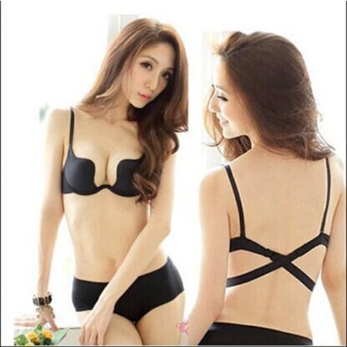 Many colors Thin sexy bra sexy plunge deep u girl bra gather chest push up bra beauty lovely bra cute style school brassiere new