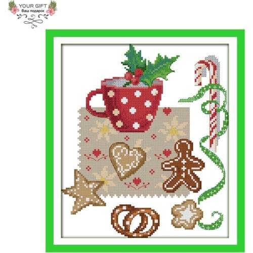Your Gift Free Shipping Counted and Stamped Afternoon Tea Needlework Embroidery DIY Cross Stitch Kits for Home Decor J266