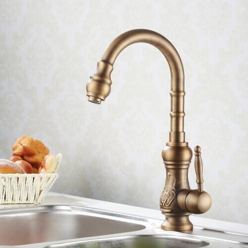 Vidric Antique Brass Kitchen Faucets Kitchen Tap Basin Faucets Single Handle Hot and Cold Mixer Taps bathroom Wash Basin Tap