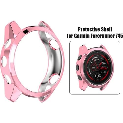 Smart Watch Case Cover Replacement TPU Case for Garmin Forerunner 745 Watch Bumper Plated Soft Protective Cover