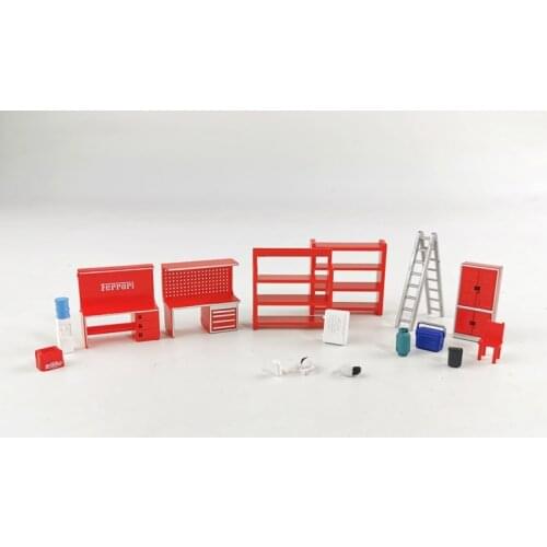 1/64 Plastic Model Scene Set Shelf Table Chair Ladder Water Garage Auto Repair Maintenance Tool