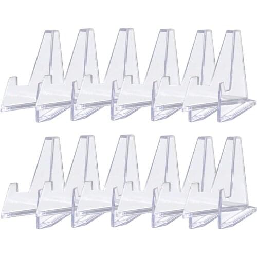 12pcs Acrylic Collectibles Coin Display Stand Mini Transparent Display Easel Holder For Displaying Medal Commemorative Coin