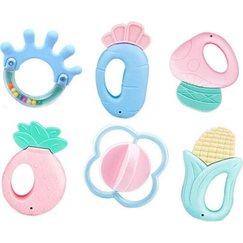 14Pcs Baby Rattle Toy Bright Color Teeth Care Durable Teething Toy for Infant