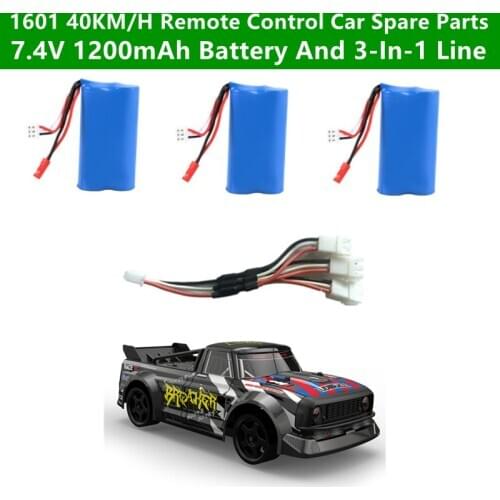1601 4WD Shockproof 40Km/H RC Stunt Drift Car Spare Parts 7.4V 1200mAh Original Battery Add 3-In-1 Charging Line For 1601 RC Car