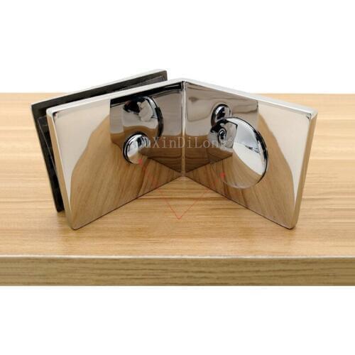 2PCS Luxury Widening 90 Degree Hinge 304 Stainless Steel Glass Clamp Bracket Wall to Glass for 8-10mm Glass JF1822