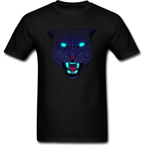2018 Electric Panther Cool Team Custom T-shirt Animal Design Black Fashion Shirts Mens Tops Tees Drop Shipping