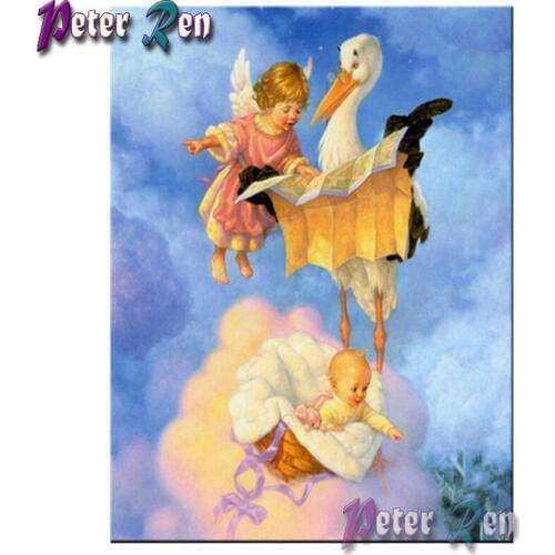 5d Diamond Painting Angel child and baby duck Cross Stitch full Square\Round Embroidery picture Rhinestone Children decoration