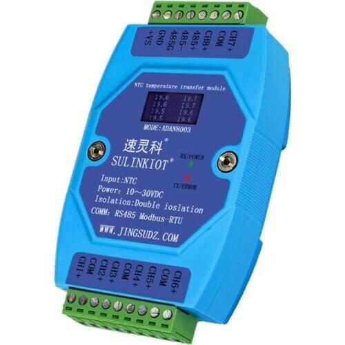 ADAN8003 Industrial Grade 8 Channel 10K NTC Thermistor Temperature Transmitter NTC Module