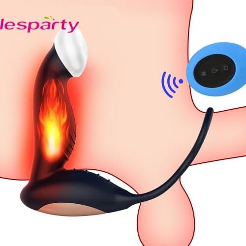 Anal Dildo Vibrator Prostate Massager G-spot Stimulator 10 Speeds Wireless Remote Heating Anal Penis Vibrator Sex Toys for Men