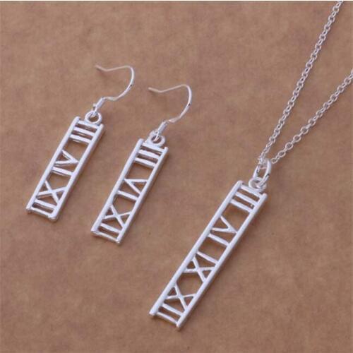 AS312 Hot Sale Silver Plated Color Jewelry Sets For Women Wholesale High Quality Classic Earring 344 + Necklace 255