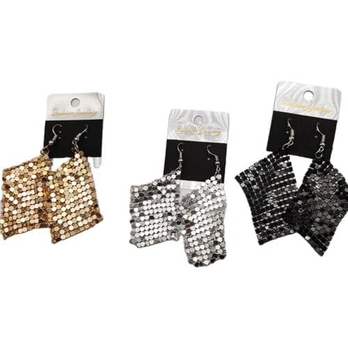 Free shipping!! Metal Square dangle earrings can mixed 3 colors