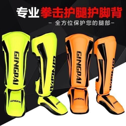 GINGPAI Adult Kids Men Boxing Instep Shin Guard Sanda MMA Muay Thai Sports Training Competition Accessories Body Shin Protectors