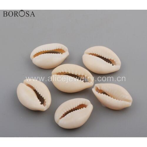 BOROSA 10PCS Boho Style Drilled Natural Cowrie Shell Beads Summer Beach Jewelry for Necklace Bracelet Handmade G1758 G1759